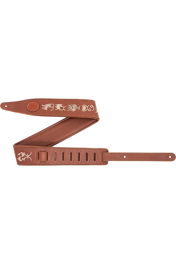 Interstellar Series Embroidered Leather Guitar Strap Brown 2.5 in.