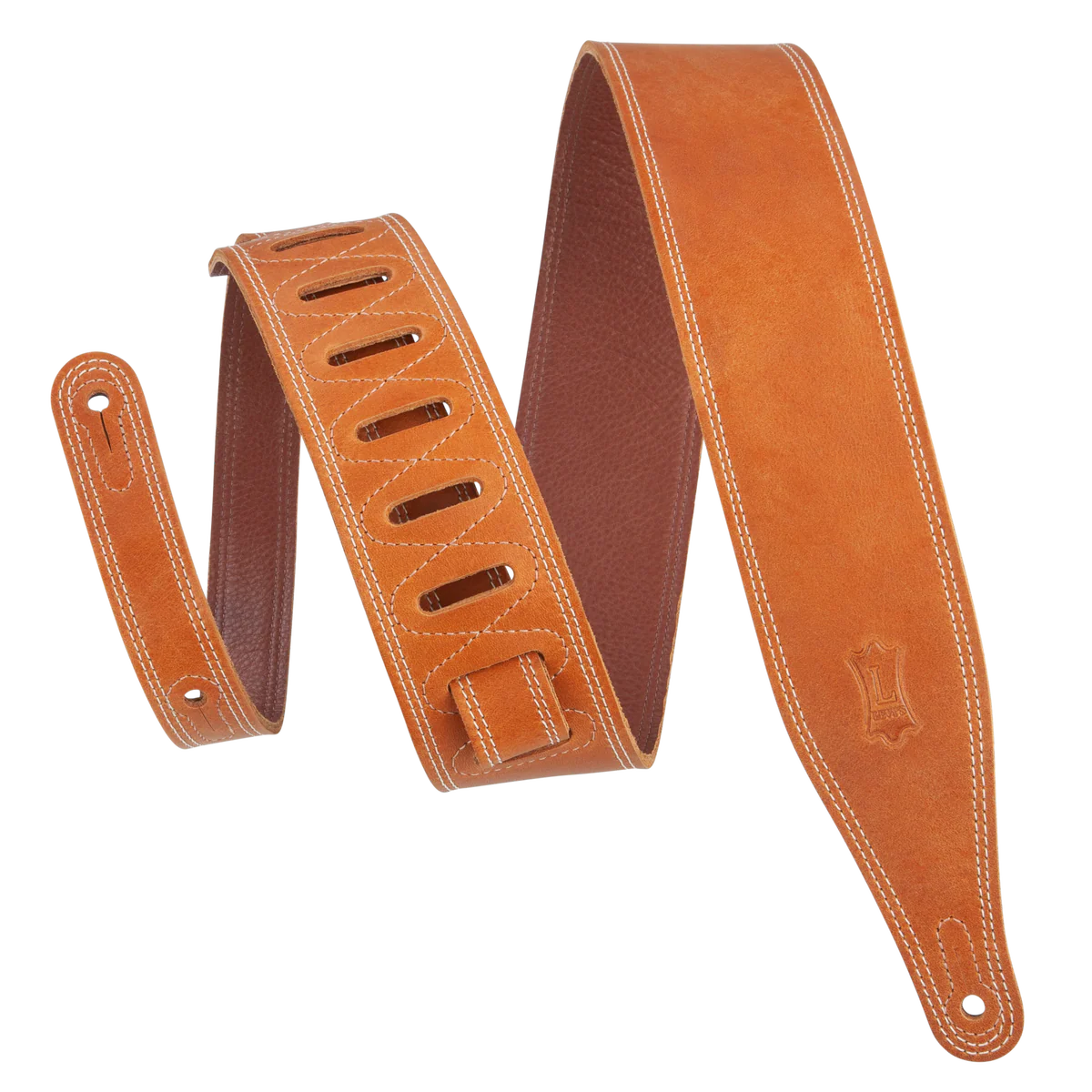 Levy's 2.5" Garment Leather Guitar Strap, Tan
