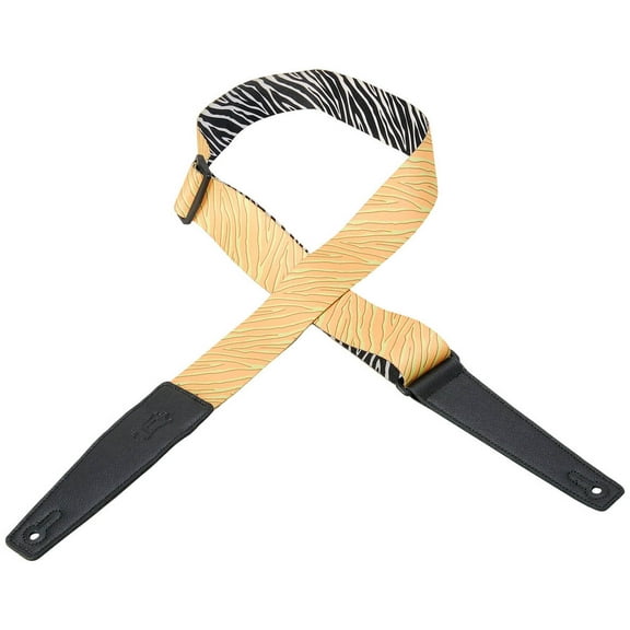 Levy's MDL8-005 2" Poly Guitar/Bass Strap Neon Orange/Lime Green Zebra Design