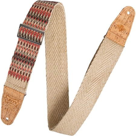 Levy's MH8P 2 inch Wide Hemp Guitar Strap Multi-Color Design Retro