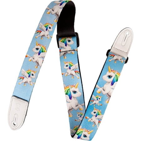 Levy's MPJR-005 1.5" Adjustable Printed Kids Guitar & Bass Strap Unicorn Blue