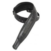 Levys PM31 2.5" Carving Leather Guitar Strap, Black