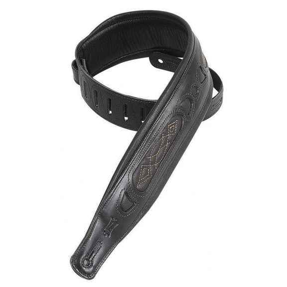 Levy's PM31 2.5" Carving Leather Guitar Strap, Black