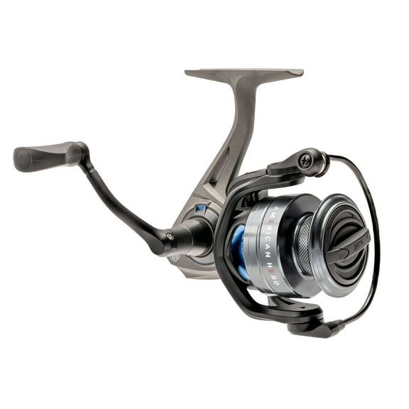 Lew’s American Hero Spinning Fishing Reel, Size 200 Reel, 4+1 Bearings, 6.2:1 Gear Ratio, Graphite Frame, Speed Gears, Speed Lube, Multi-Disc Drag, Gray/Black/Blue