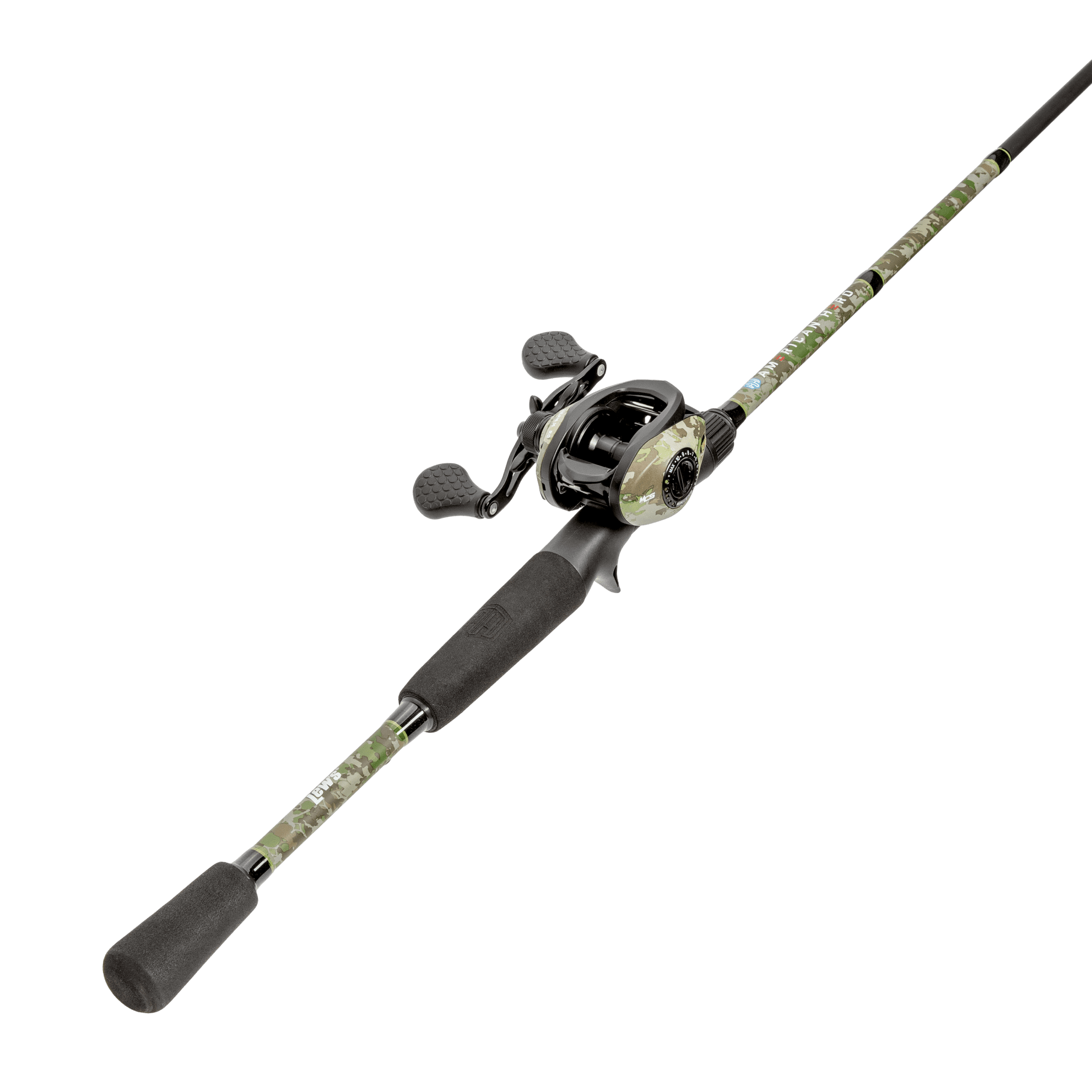 Lew's American Hero Camo Baitcast Reel and Fishing Rod Combo, 7Foot