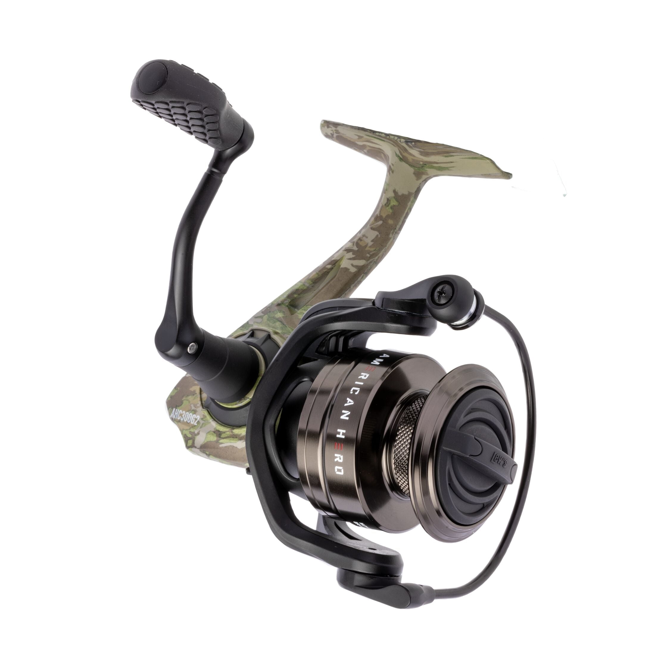 Lew's American Hero Camo Spinning Fishing Reel, Size 300 Reel, Camo/Black (Clam Package)