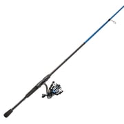 Lew s American Hero Spinning Reel and Fishing Rod Combo, 6-Foot 2-Piece Medium-Light Power Fast Action IM6 Graphite Rod, Size 200 Reel, 4+1 Bearings, 6.21 Gear Ratio, Speed Gears, Gray/Black/Blue