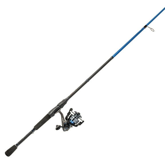 Lews American Hero Spinning Reel and Fishing Rod Combo, 7-Foot 1-Piece Medium Power Fast Action IM6 Graphite Rod, Size 300 Reel, 4+1 Bearings, 6.2:1 Gear Ratio, Speed Gears, Gray/Black/Blue