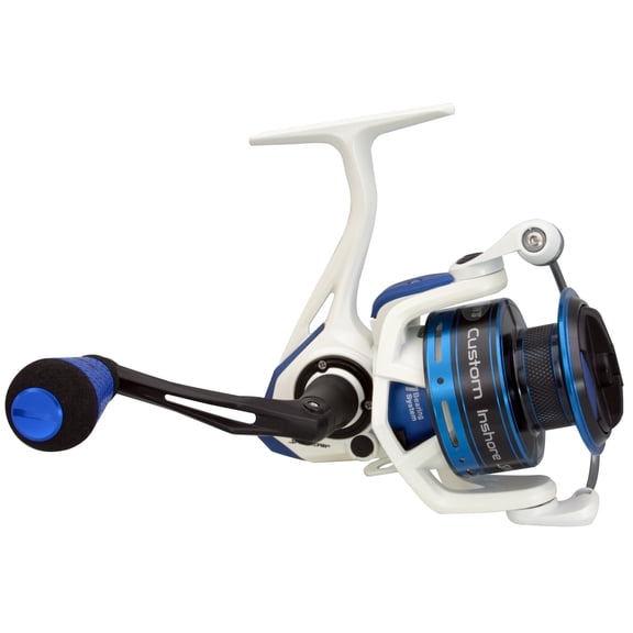 Lew's Custom Inshore Speed Spin Spinning Fishing Reel, Size 400 Reel, Blue/White