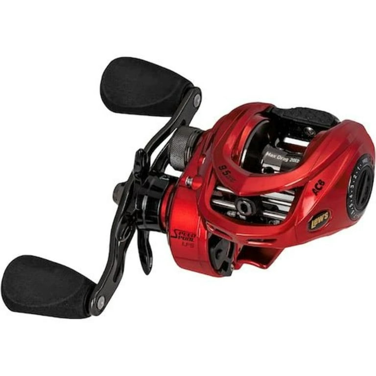 Lew's HyperSpeed Series Casting Reel, 9+1 Stainless Steel Ball Bearings,  9.5:1 Gear Ratio, Right-Hand Retrieve, Red 