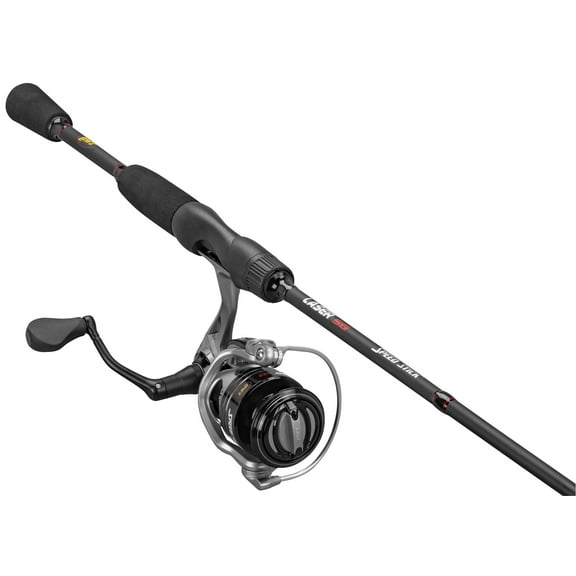 Lew's Laser LSG Speed Spin Spinning Reel and Fishing Rod Combo, 6-Foot 2-Piece Rod, Size 20 Reel, Silver/Black