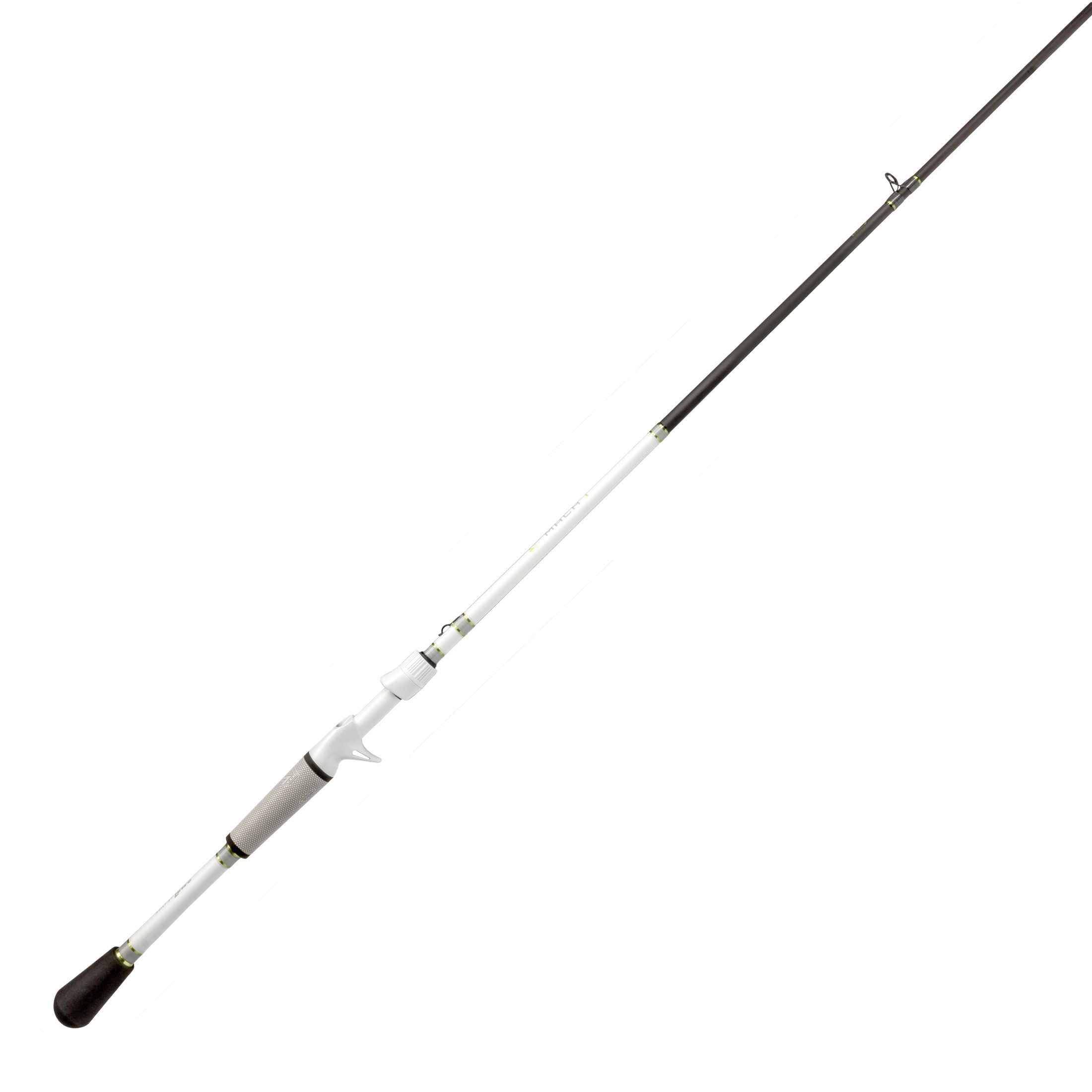 Lew’s MACH 1 Casting Fishing Rod, 7-Foot 2-Inch, 2-Piece IM7 Graphite Rod with Medium-Heavy Power and Fast Action, Winn Dri-Tac Split-Grip, Graphite Skeletal Reel Seat, White/Black/Green