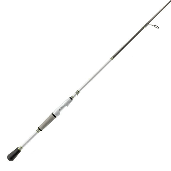 Lews MACH 1 Spinning Fishing Rod, 7-Foot 2-Inch, 2-Piece IM7 Graphite Rod with Medium-Heavy Power and Fast Action, Winn Dri-Tac Split-Grip, Graphite Skeletal Reel Seat, White/Black/Green