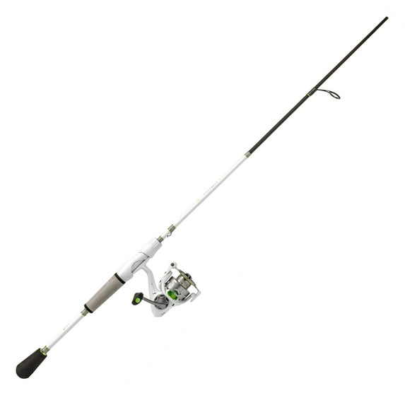 Lew’s MACH 1 Spinning Reel and Fishing Rod Combo, 6-Foot 6-Inch, 2-Piece IM7 Graphite Rod, Medium Power, Fast Action, Size 300 Reel, 9+1 Bearings, 6.2:1 Gear Ratio, White/Black/Gray/Green