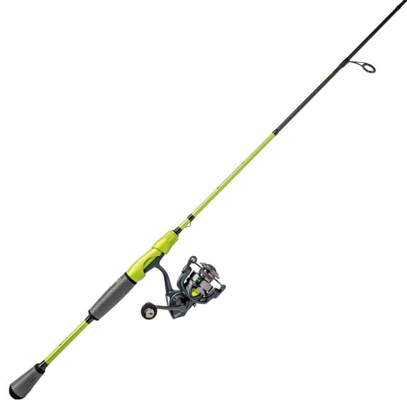 Lews MACH 2 Mobile Spinning Reel and Fishing Rod Combo, 6-Foot 6-Inch, 2-Piece IM8 Graphite Rod, Medium Power with Fast Action, Size 200 Reel, 6.2:1 Gear Ratio, Mobile Carry Case, Green/Black/Gray