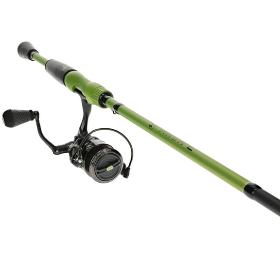 Lew's MACH 2 Spinning Reel and Fishing Rod Combo, 6-Foot 6-Inch 2-Piece Rod, Size 200 Reel, Black/Green