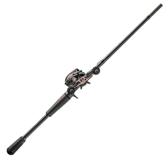 Lew’s MACH Jacked Baitcast Reel and Fishing Rod Combo, 6-Foot 10-Inch Rod, Right-Hand Retrieve, Charcoal/Black/Red