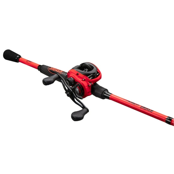 Lew's Mach Smash Baitcast Reel and Fishing Rod Combo, 7-Foot 2-Inch Medium Power Rod, Right-Hand Retrieve, Red/Black