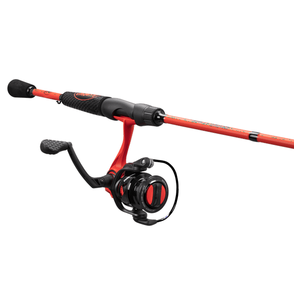 Lew's Mach Smash Spinning Reel and Fishing Rod Combo, 7-Foot 2-Inch 2-Piece Rod, Size 30 Reel, Black/Red
