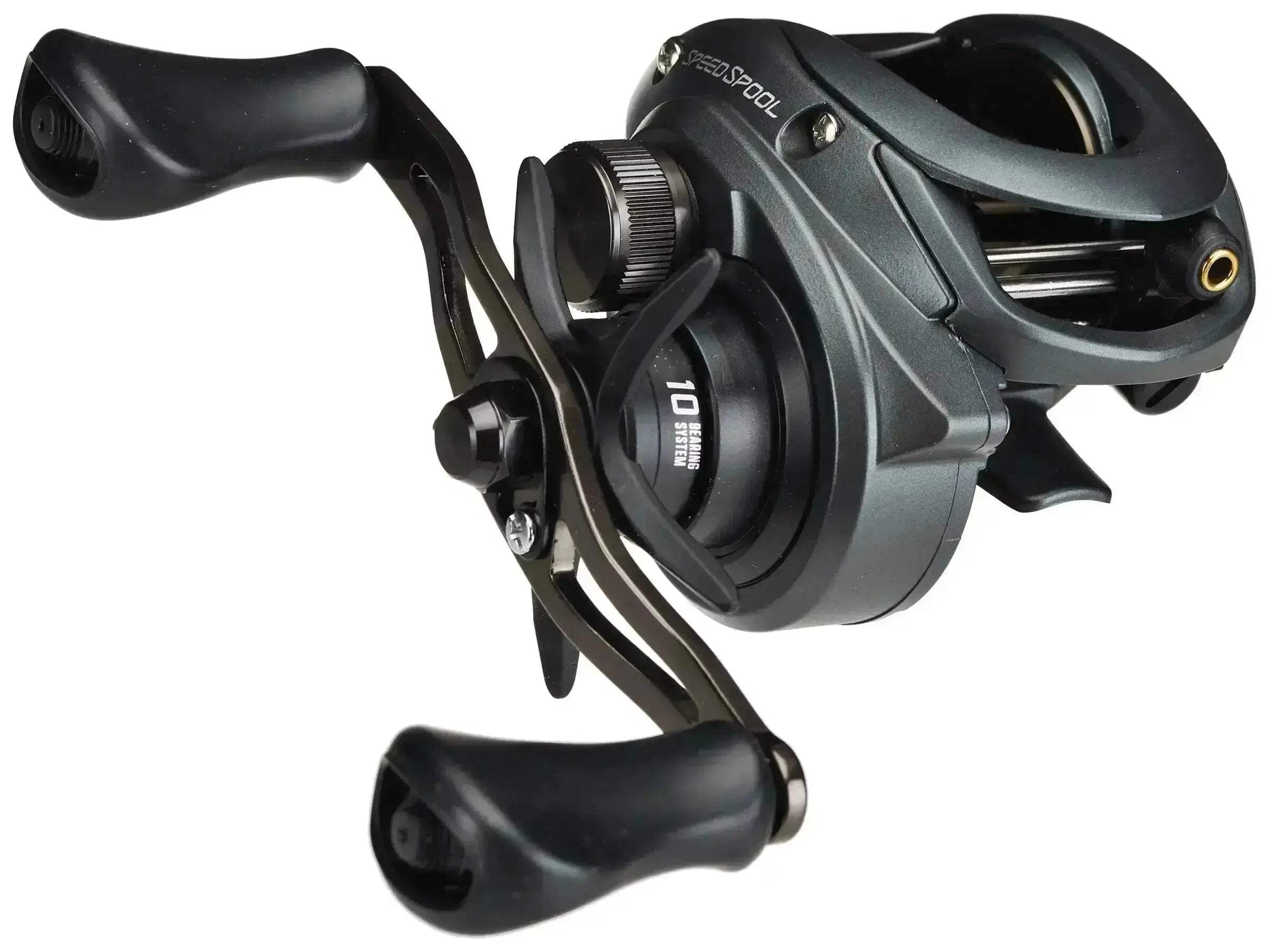 Lew’s Speed Spool Baitcast Fishing Reel, 9+1 Bearings, 7.5:1 Gear Ratio, Aluminum Frame, Graphite Sideplate, MCS Braking System, Speed Gears, P2 Super Pinion, Rulon Drag, Right-Hand Retrieve, Gray