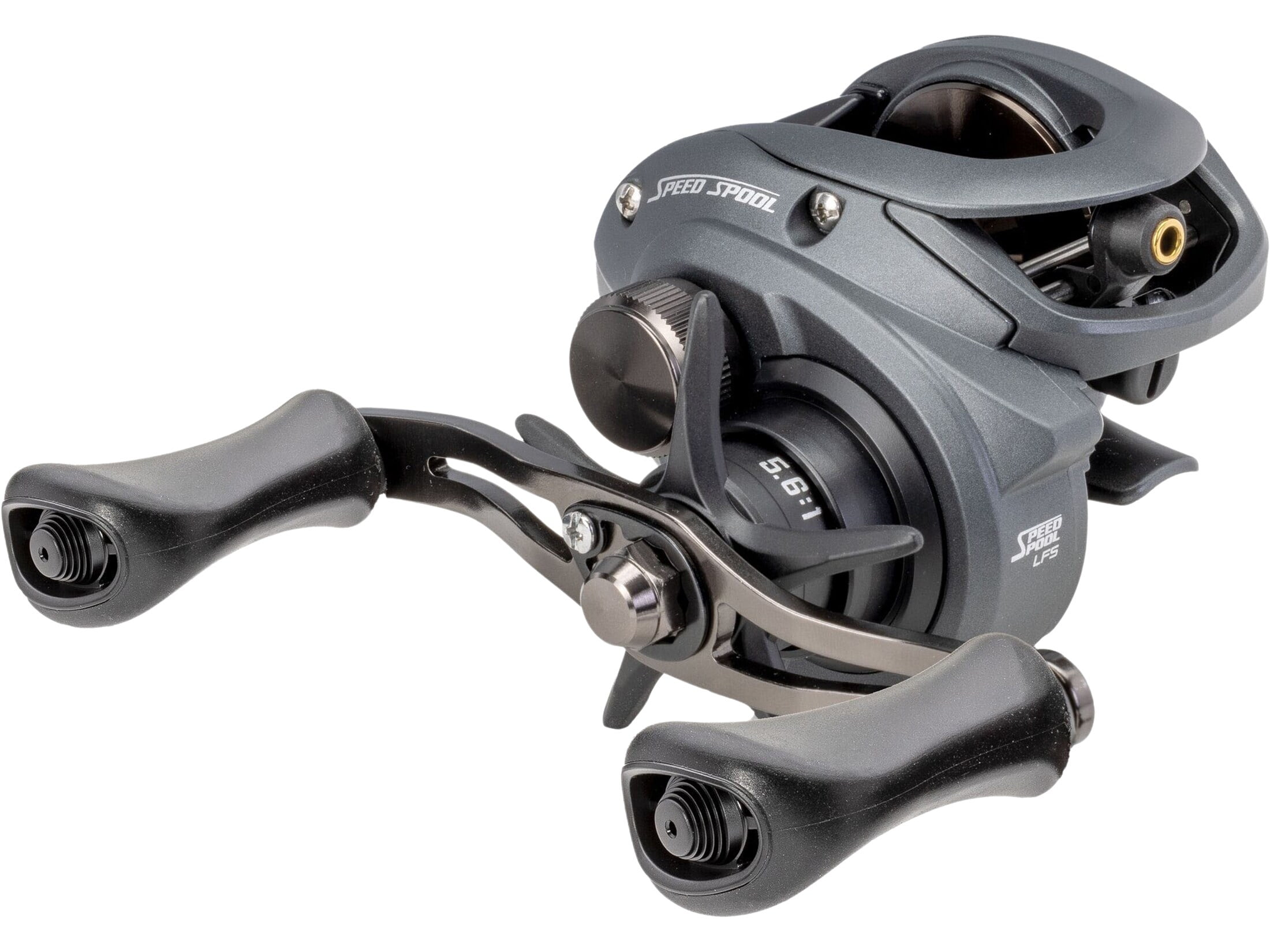 Lew’s Speed Spool Baitcast Fishing Reel, 9+1 Bearings, 7.5:1 Gear Ratio, Aluminum Frame, Graphite Sideplate, MCS Braking System, Speed Gears, P2 Super Pinion, Rulon Drag, Left-Hand Retrieve, Gray