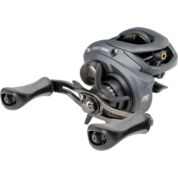 Lew’s Speed Spool Baitcast Fishing Reel, 9+1 Bearings, 7.5:1 Gear Ratio, Aluminum Frame, Graphite Sideplate, MCS Braking System, Speed Gears, P2 Super Pinion, Rulon Drag, Left-Hand Retrieve, Gray