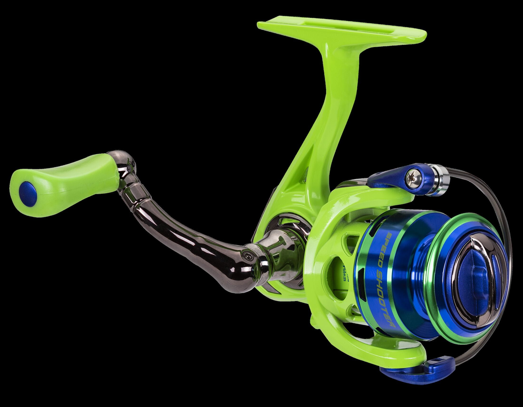 Lew's Wally Marshall Speed Shooter Spinning Fishing Reel, Size 75 Reel,  Green/Blue 