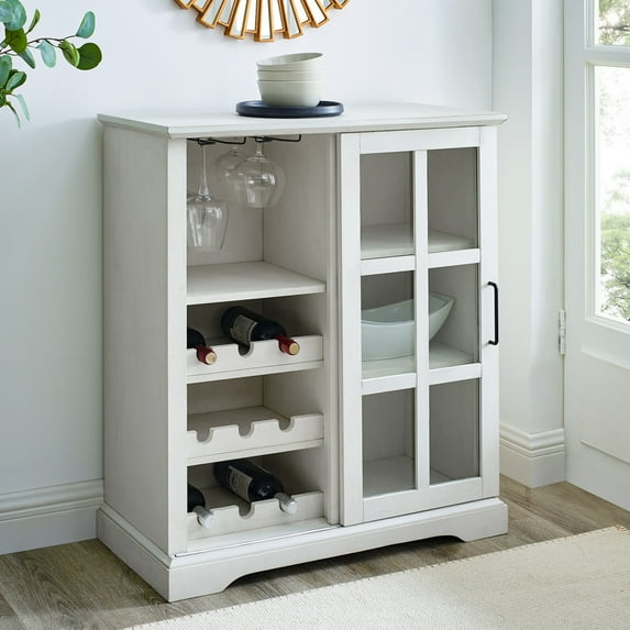 Lewes Sliding Glass Door White Bar Cabinet by Birch Harbor