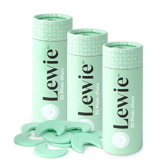 Lewie Biodegradable Plastic Dental Floss Picks with Travel Dispenser, 96 Count