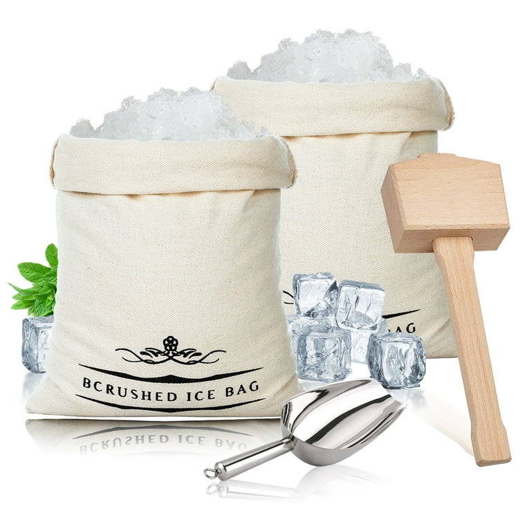 Lewis Bag and Ice Mallet Crush Ice - Wood Hammer and Lewis Bag for