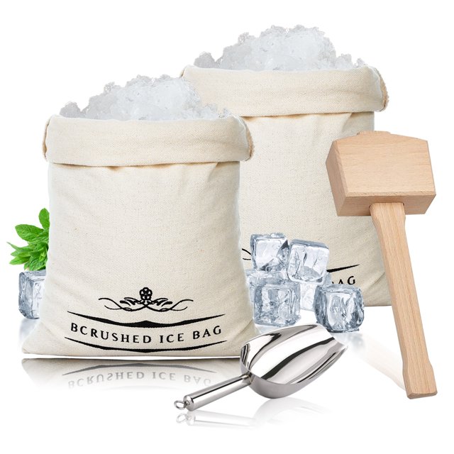 Lewis Bag and Ice Mallet Crush Ice Wood Hammer and Lewis Bag for