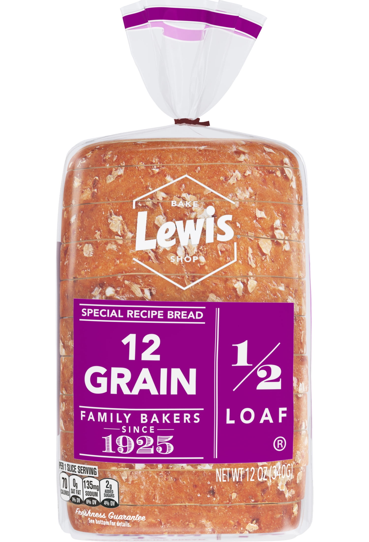 Lewis Bake Shop 12 Grain Half Loaf Bread, 1/2 Loaf, 12 oz