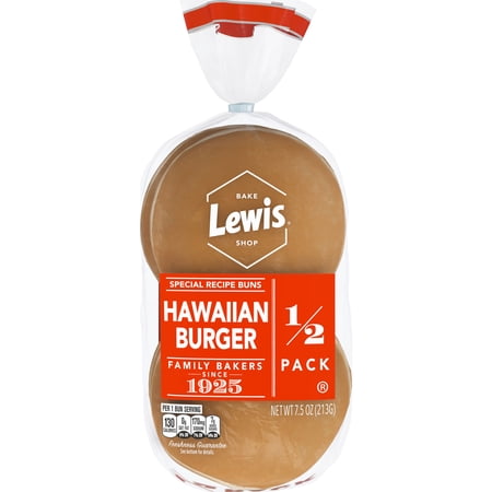 Lewis Bake Shop Hawaiian Half Pack Burger Buns, 7.5 oz, 4 Count
