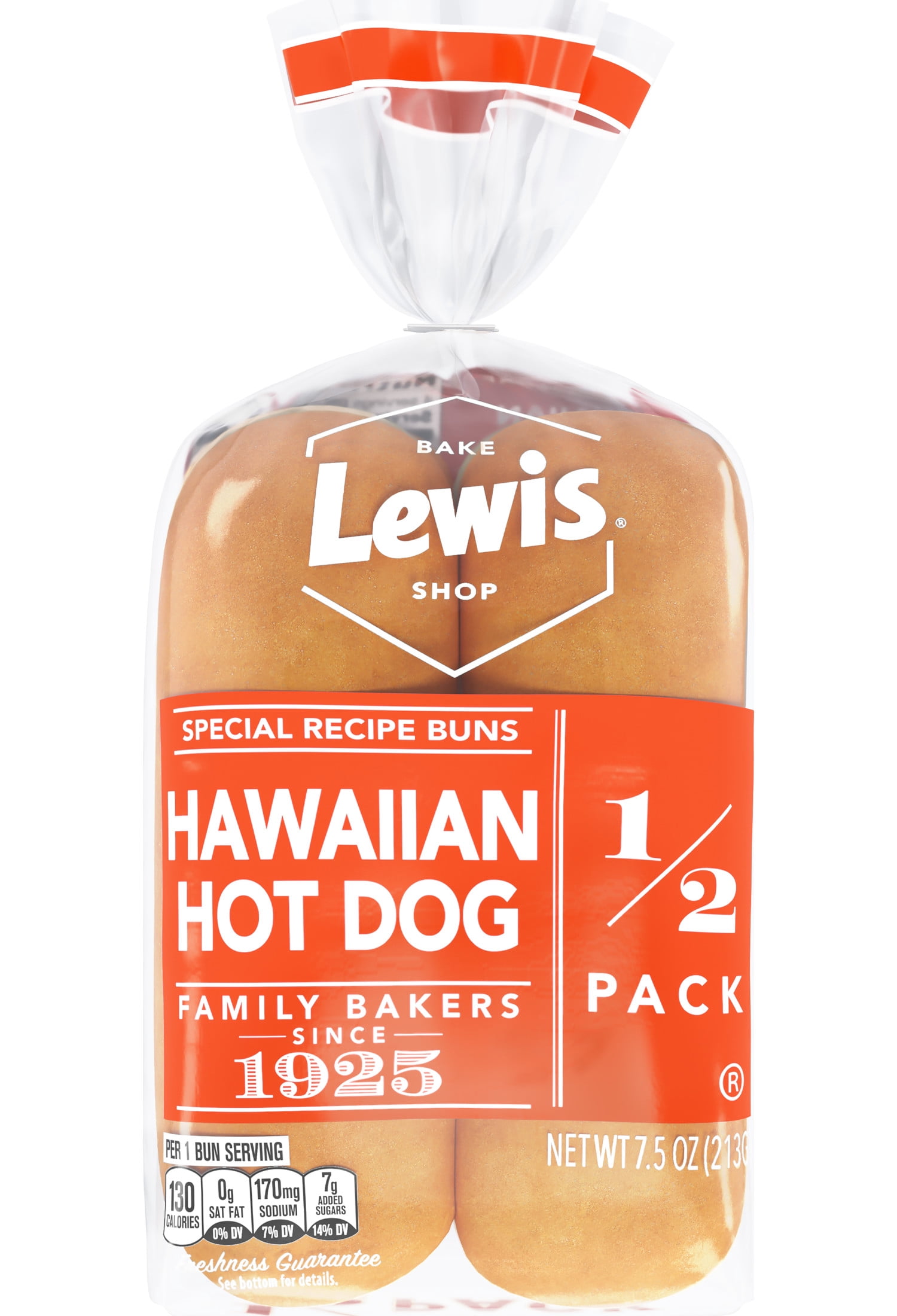 Lewis Bake Shop Hawaiian Half Pack Hot Dog Buns, 7.5 oz, 4 Count