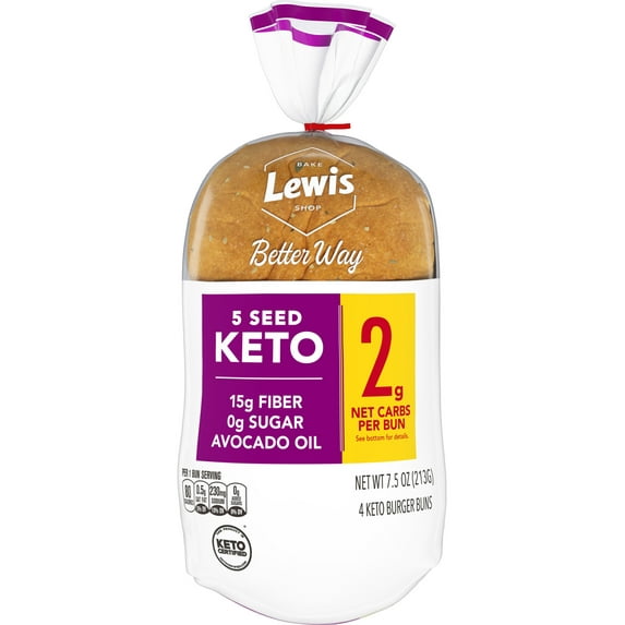 Lewis Bake Shop Better Way 5 Seed Keto Burger Buns, 7.5 oz, 4 Count