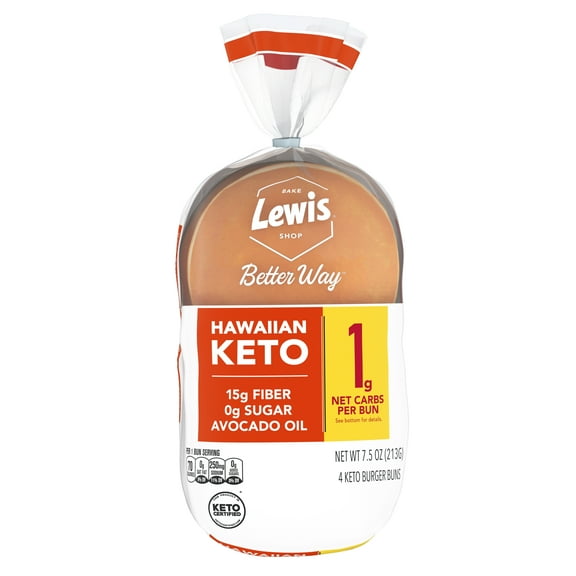 Lewis Bake Shop Better Way Keto Hawaiian Burger Buns, 7.5 oz, 4 Count