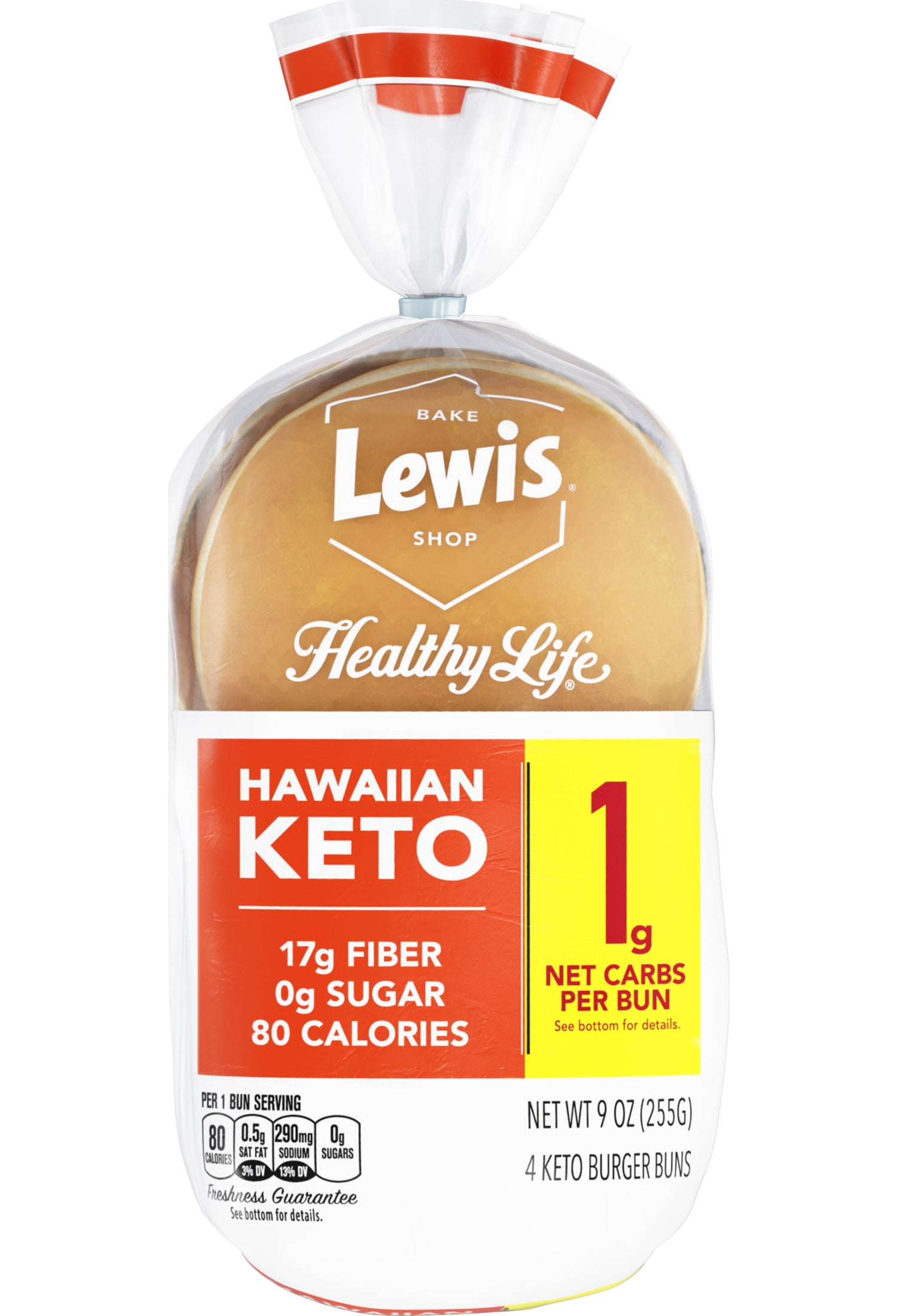 Lewis Bake Shop Healthy Life Keto Hawaiian Burger Buns, 9 oz, 4 Count