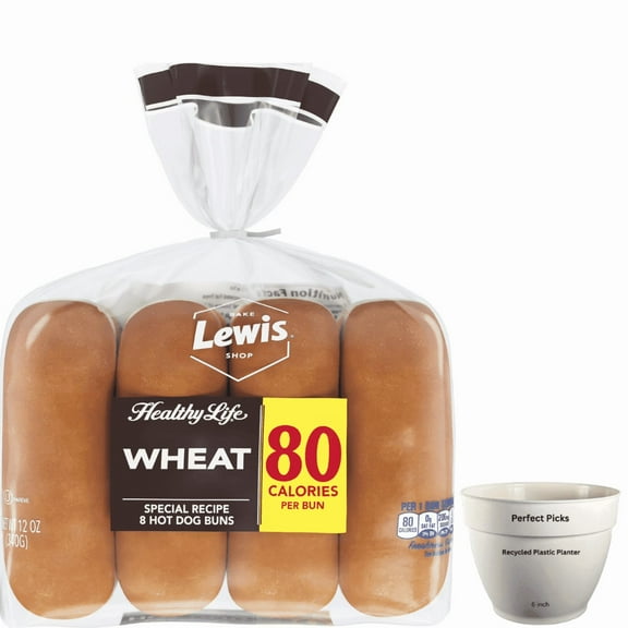 Lewis Bake Shop Healthy Life Wheat Hot Dog Buns, 12 oz, 8 Count (2 pack)