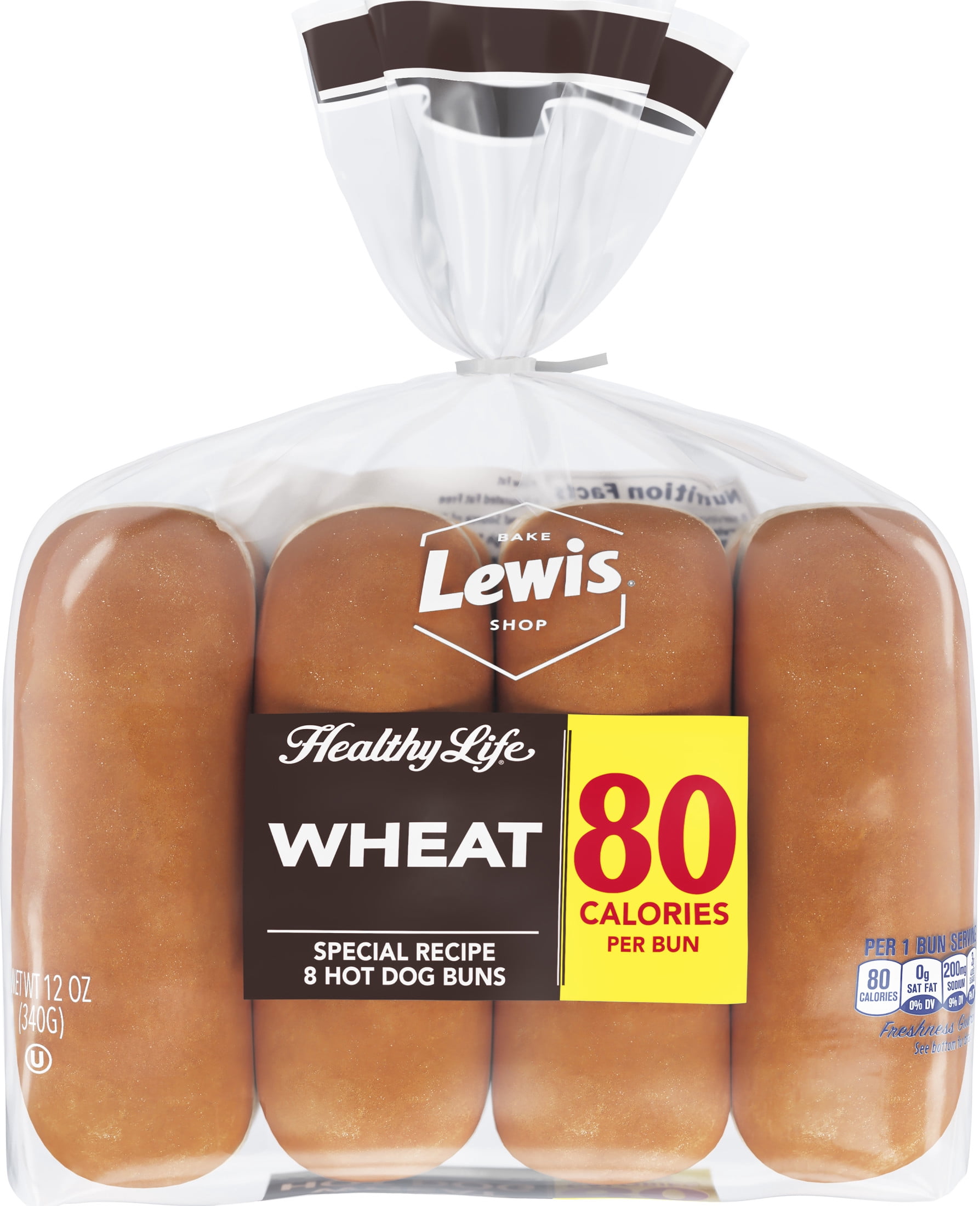 Lewis Bake Shop Healthy Life Wheat Hot Dog Buns, 12 oz, 8 Count