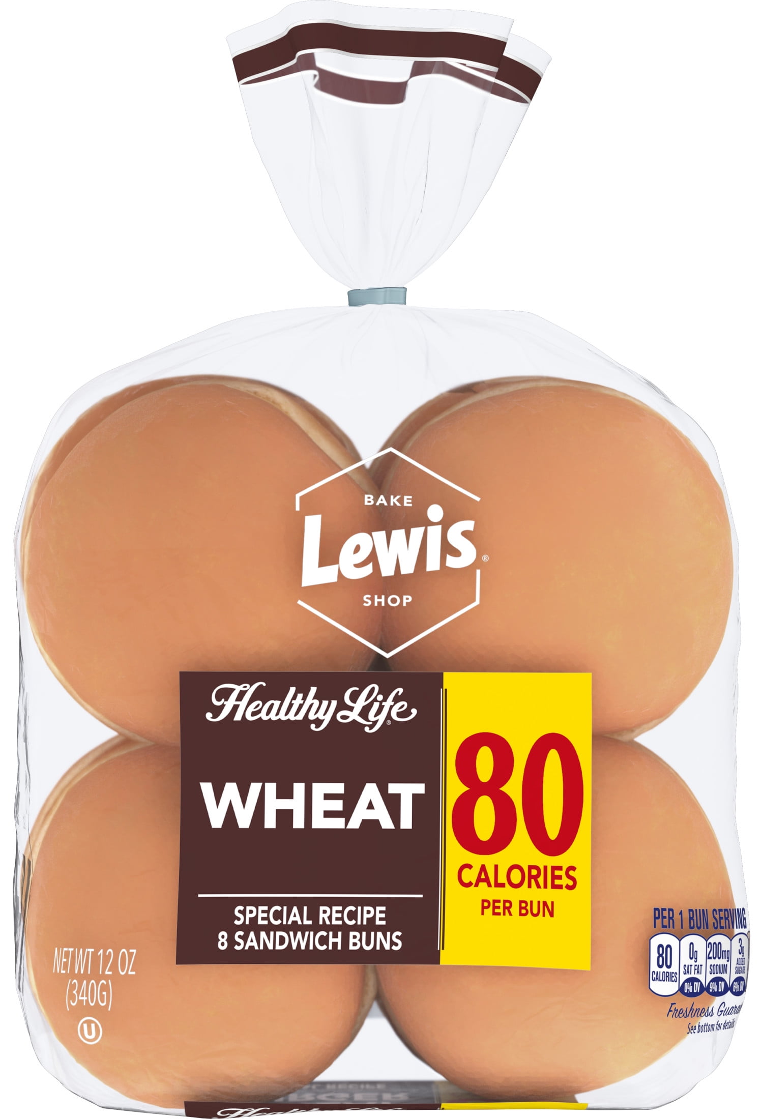 Lewis Bake Shop Healthy Life Wheat Sandwich Buns, 12 oz, 8 Count