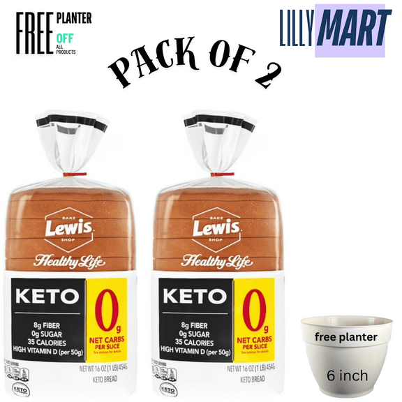 Lewis Bake Shop Healthy Life White Keto Bread, 16 oz (PACK OF 2)