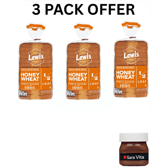 Lewis Bake Shop Honey Wheat Half Loaf Bread, 1/2 Loaf, 12 oz