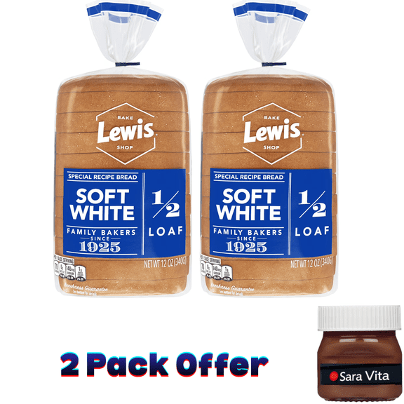 Lewis Bake Shop Soft White Half Loaf Bread, 1/2 Loaf, 12 oz