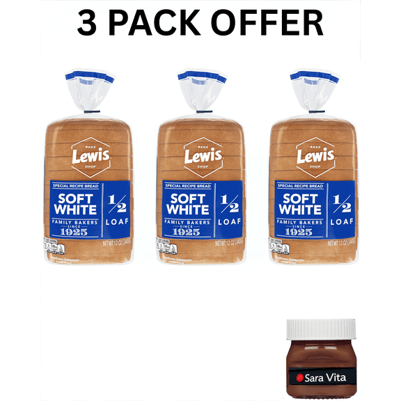 Lewis Bake Shop Soft White Half Loaf Bread, 1/2 Loaf, 12 oz