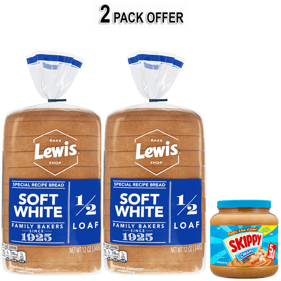 Lewis Bake Shop Soft White Half Loaf Bread, 1/2 Loaf, 12 oz