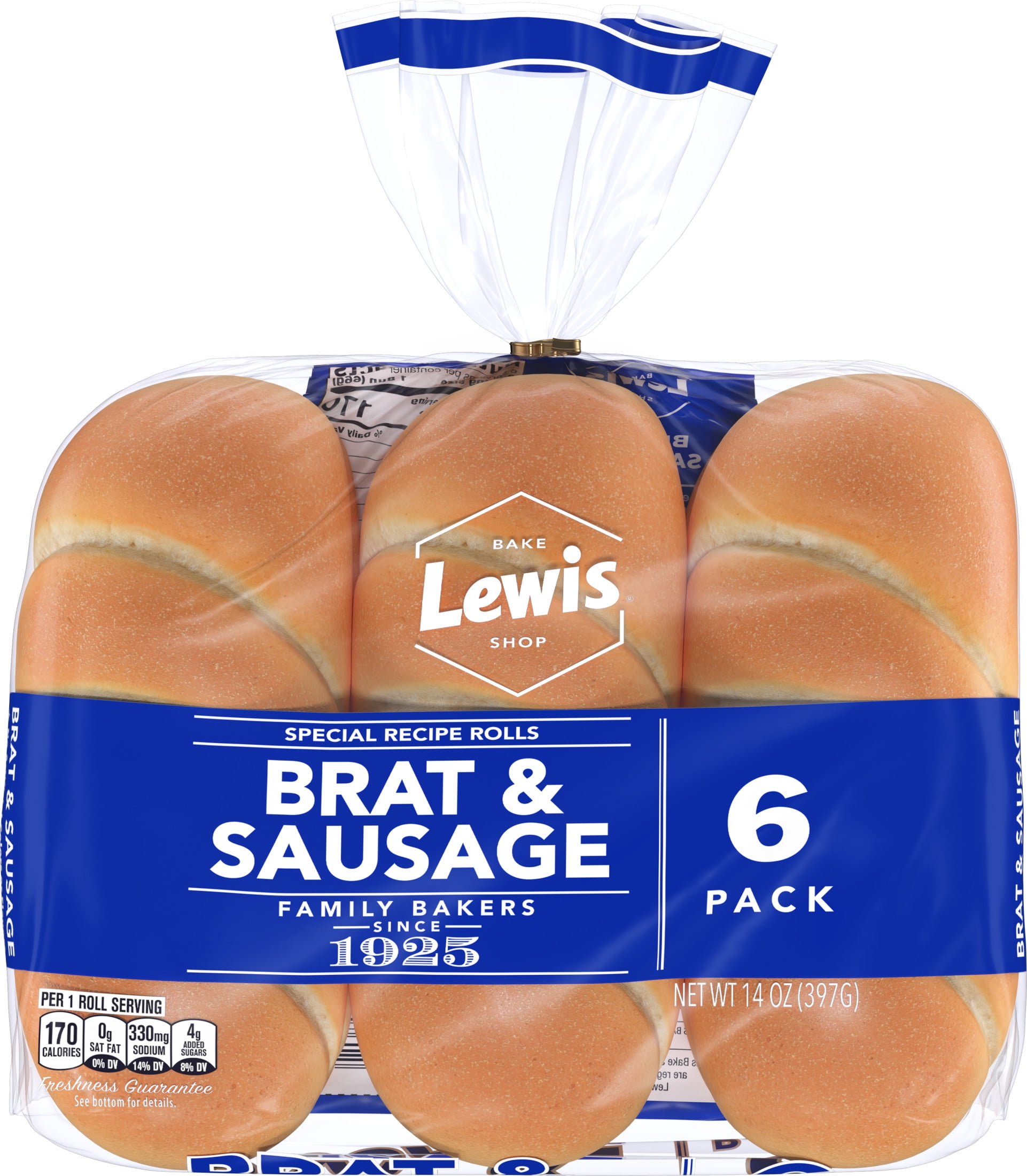 Lewis Bake Shop White Brat & Sausage Rolls, 14 oz, 6 Count