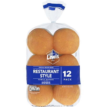 Lewis Bake Shop White Restaurant Style Buns, 21 oz, 12 Count