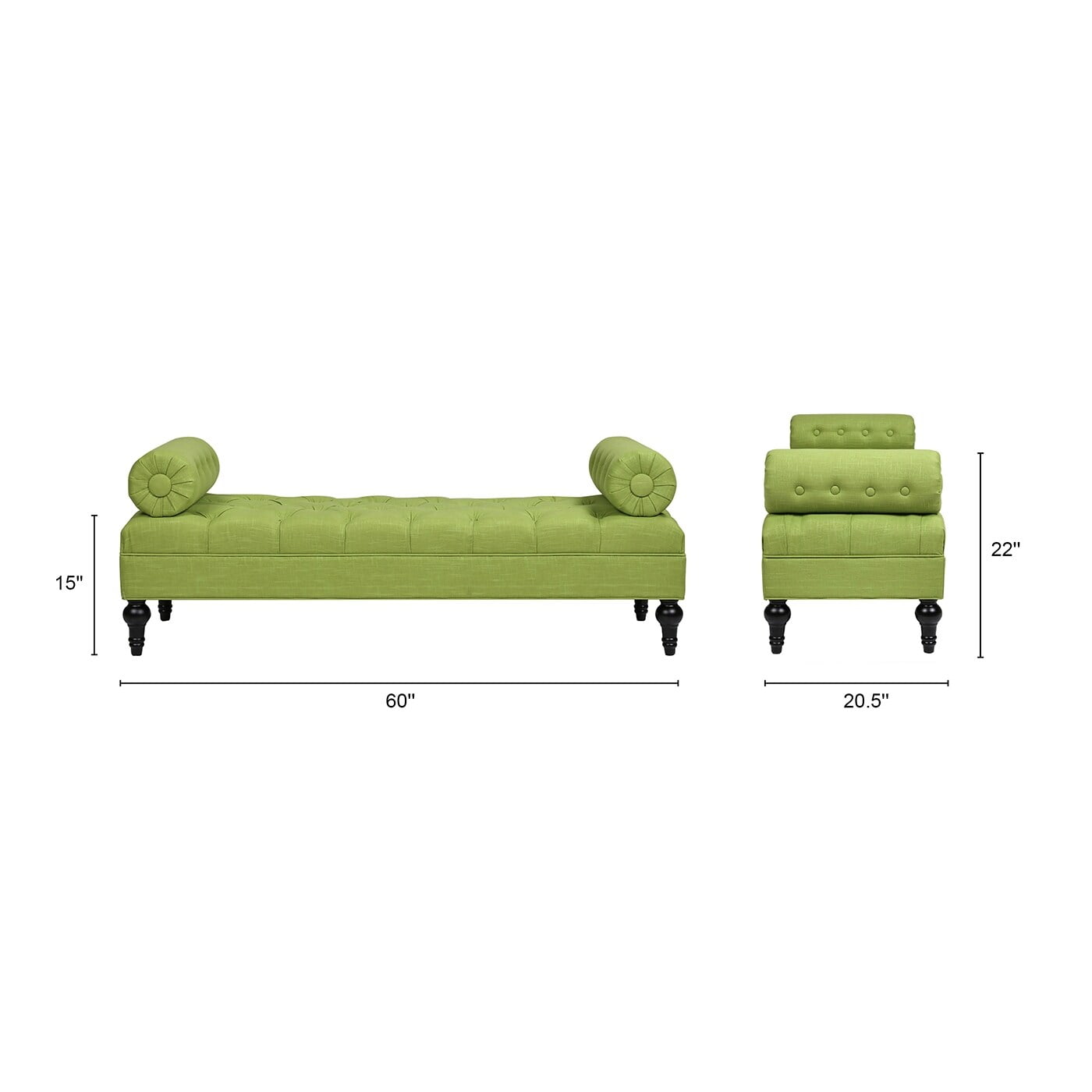 Lewis Bright Chartreuse Fabric Bolster Arm Bench