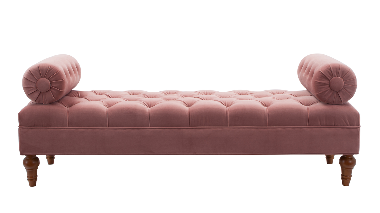 Lewis Bolstered Lounge Entryway Bench, Ash Rose