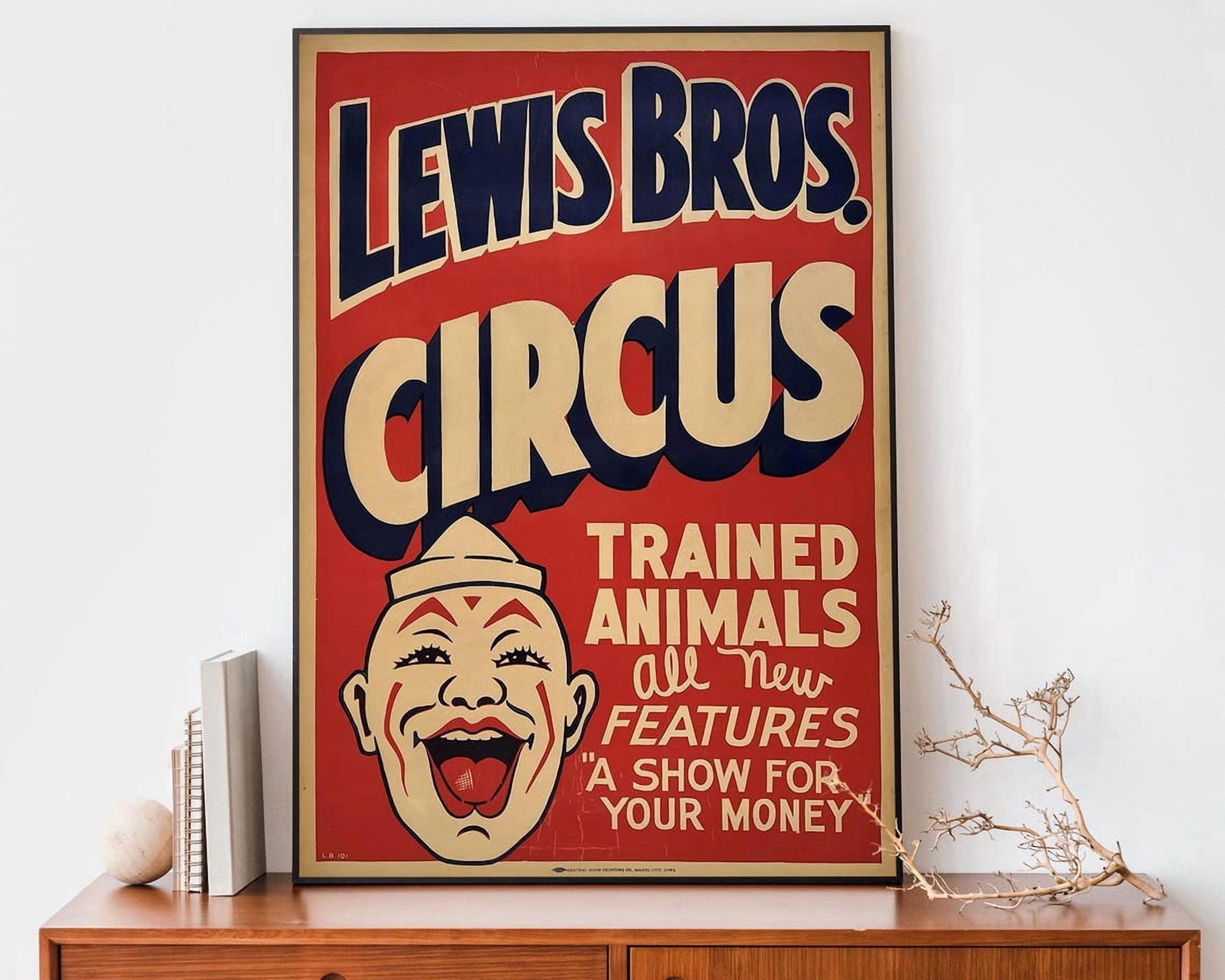 Lewis Bros Circus Poster, Vintage Retro Funky, Americana, Living Room ...